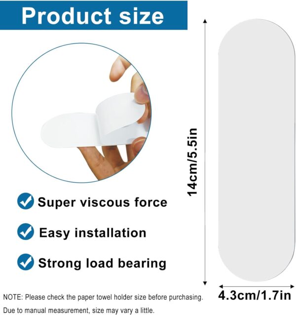 12 Self Adhesive Strips for Paper Towel Holder, 5.57x1.69 Inches - Image 2