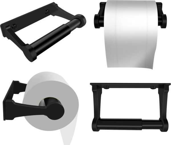 Matte Black Wall Mount Toilet Paper Holder, Self-Adhesive 5-inch - Image 3