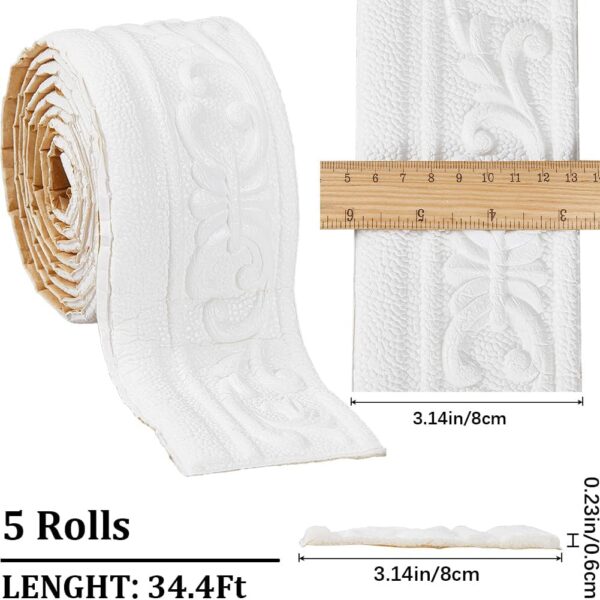 Peel and Stick Foam Crown Molding - White Vintage Decor - Image 2