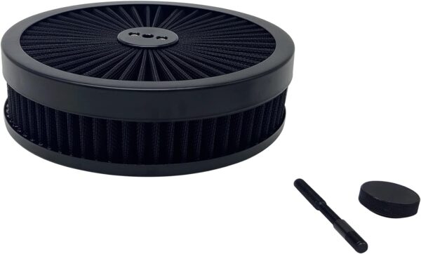 9''X2'' Black Washable Air Filter Kit for 4 Barrel Carburetor V8 Chevy Ford - Image 2