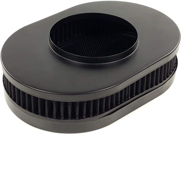 12"x2" Washable Oval Air Filter Set, 5-1/8" Carb Neck, Black - Image 3