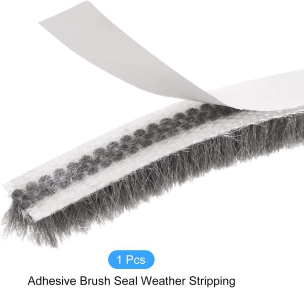 METALLIXITY Adhesive Brush Seal Weather Stripping, Gray, 16.4ft - Image 6