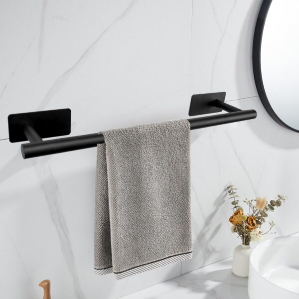 Stainless Steel Towel Bar, No Drilling, Matte Black, 16In" - Image 2