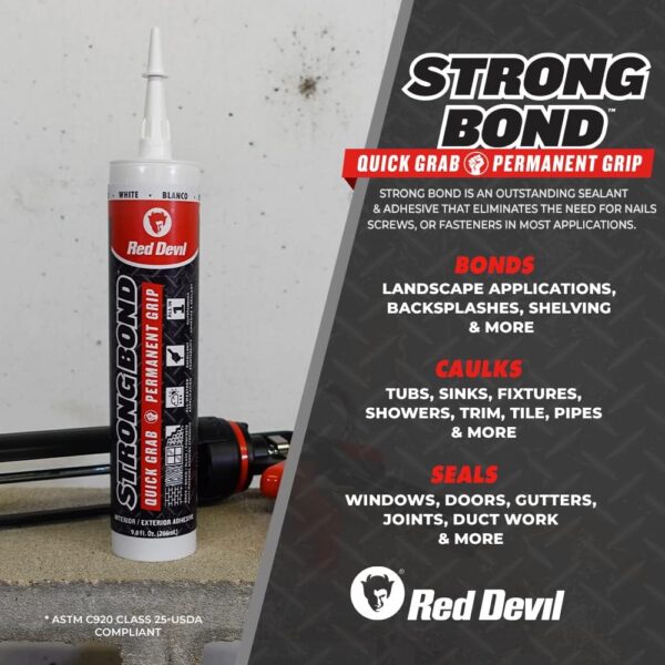 Red Devil 0956 Strong Bond Adhesive Sealant, 9 Oz. White - Image 4