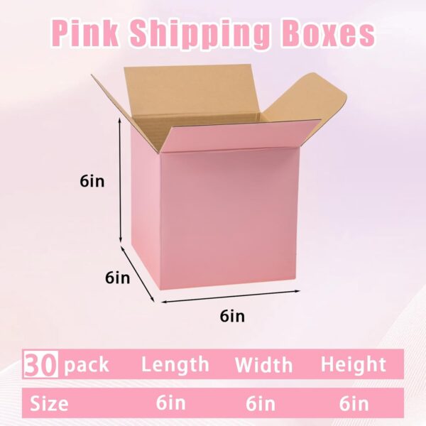 30 Pack Small Pink Shipping Boxes 6x6x6 Inches - Image 2