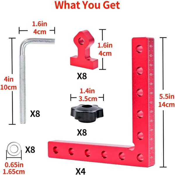 Aluminum corner clamps for woodworking, 4 pack 5.5" - Image 2