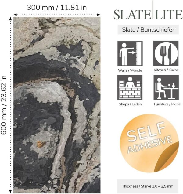 Stone Veneer Tiles, 11.81 x 23.62 inches, Pack of 6 - Image 4