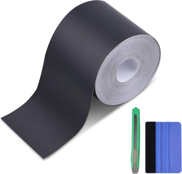 Matte Black Vinyl Wrap Tape Roll, 2 Inch x 30ft Self-Adhesive with Tool Kit for Car Detailing