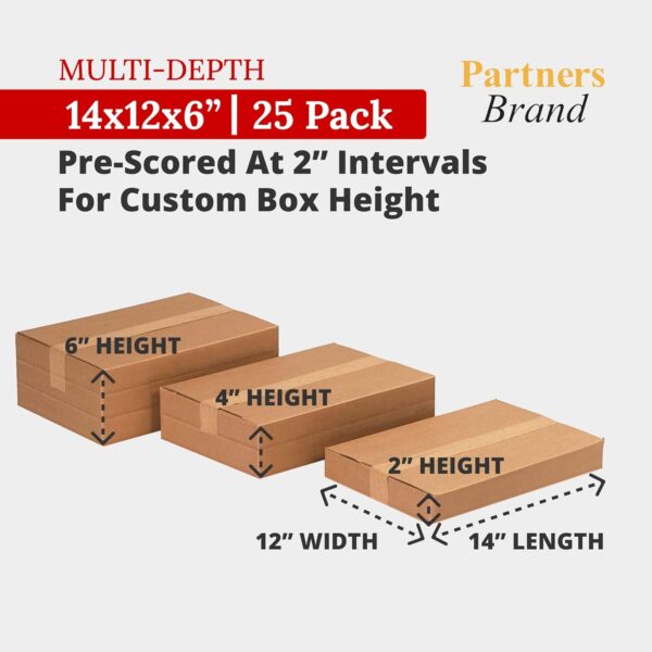 Partners Brand 14x12x6 Corrugated Cardboard Boxes, Pack of 25 - Image 2