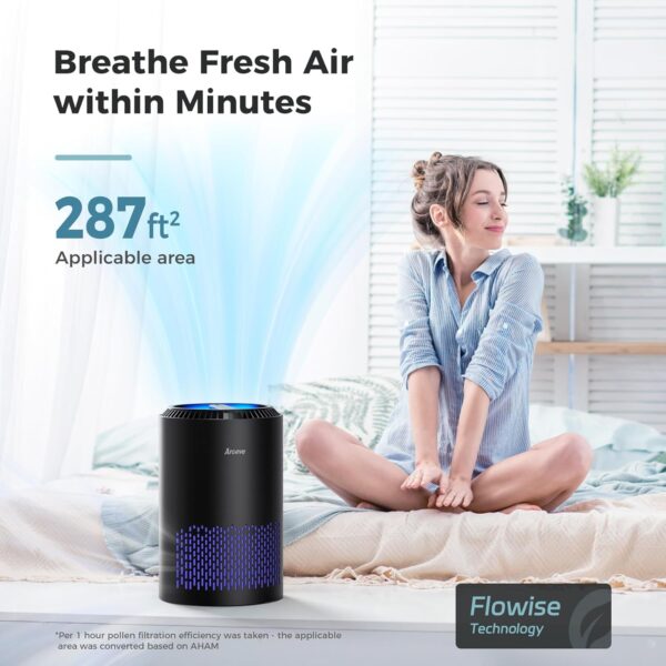 AROEVE Portable Air Purifier for Bedroom Home - MK01 Black - Image 2