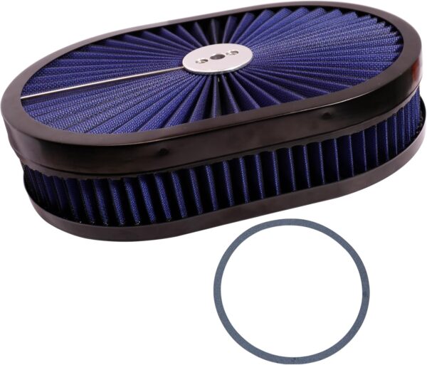 12x2" Oval Air Cleaner Filter Assembly 5-1/8" Carb Neck (Blue) - Image 7