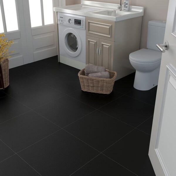 Decotalk Black Peel and Stick Vinyl Floor Tiles, 12"x12", 3 Tiles - Image 2