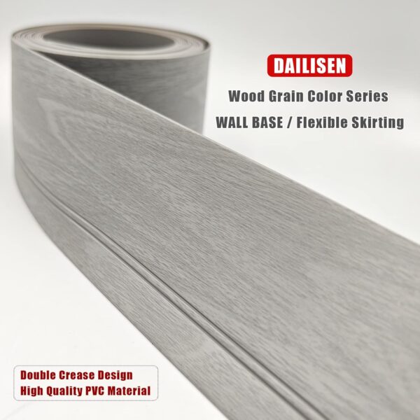 Vinyl Flexible Wall Base Molding, 19.68ft L, Double Crease Design - Image 4