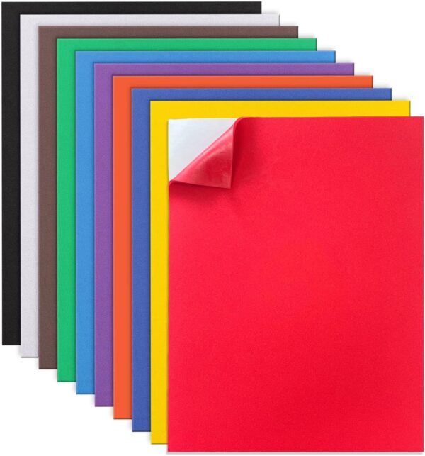 MEARCOOH Self Adhesive Foam Sheets, 10 Colors 9x12 Inch