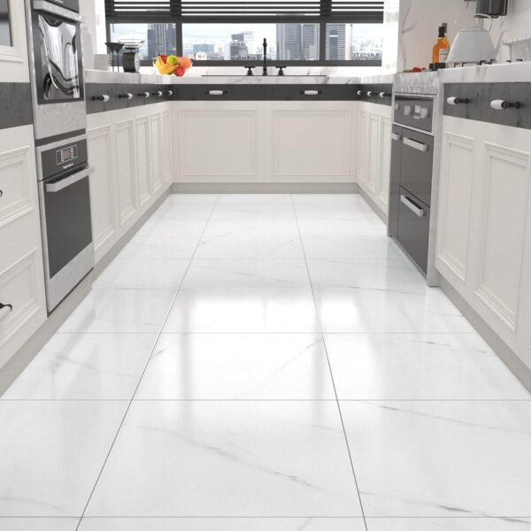 Peel and Stick White Marble Floor Tiles 12x12 - 20 Pcs