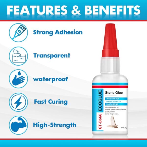 30gx2 Stone Glue Clear: Fast-Curing, Weatherproof Adhesive - Image 2