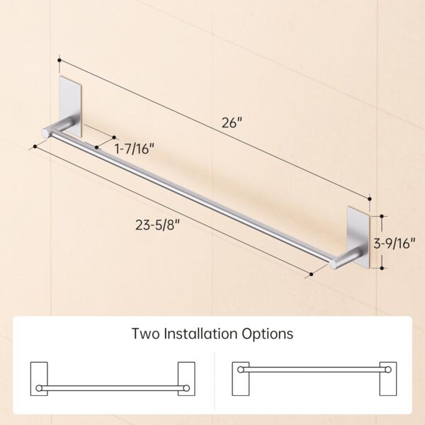 KES 24-Inch Self Adhesive Bathroom Towel Bar - Image 7