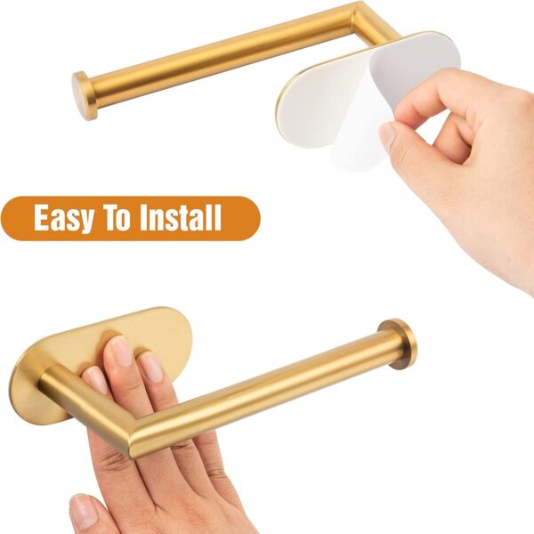 Gold Toilet Paper Holder Adhesive for Bathroom - Image 4