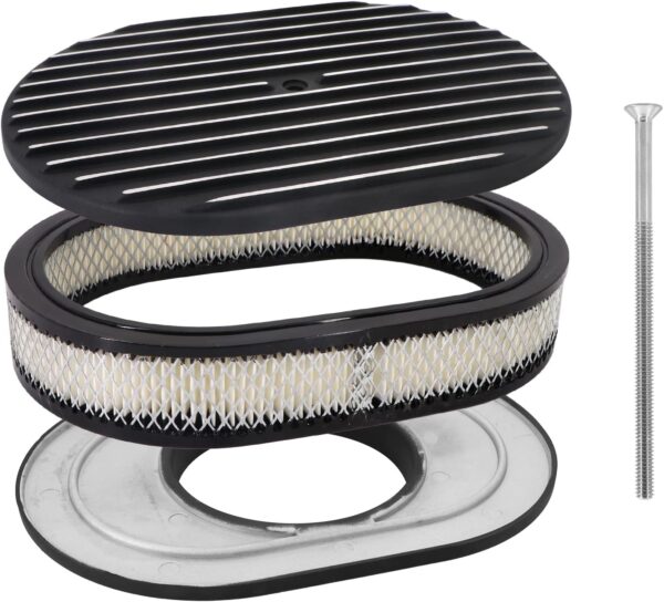 12" Oval Full Finned Black Air Cleaner Kit - Image 2