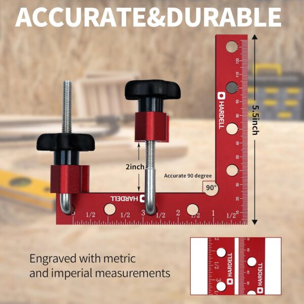 HARDELL 90 Degree Positioning Squares for Woodworking Corners - Image 3