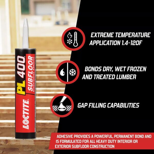 Loctite PL 400 Subfloor Adhesive, 28 oz Cartridge - Image 4