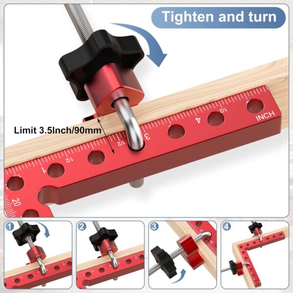 Woodworking Corner Clamp Set, 90 Degree, 4 Pack Aluminum - Image 5