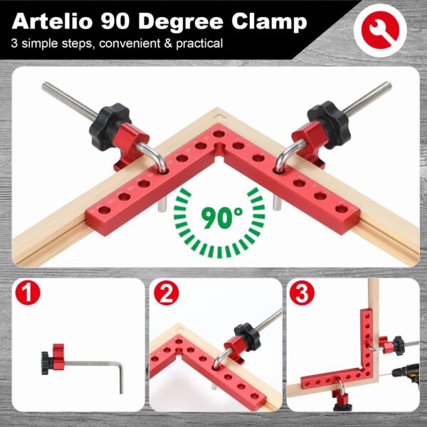 4 Pack Aluminum 90 Degree Corner Clamps, 5.5” x 5.5” - Image 5