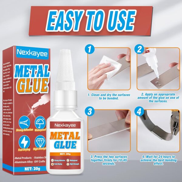 30g Fast-Drying Metal Glue for Stainless Steel, Aluminum, DIY - Image 6