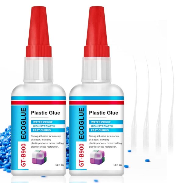 30gx2 Clear Plastic Glue for Repair, Fast-Curing & Weatherproof