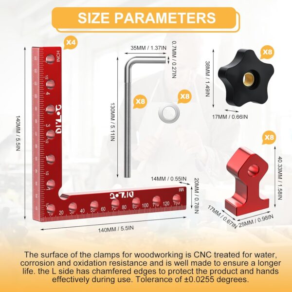 Woodworking 90 Degree Corner Clamp 4 Pack Aluminum 5.5" - Image 3