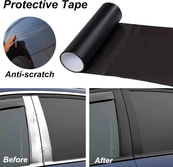 Matte Black Vinyl Wrap Tape Roll, 2 Inch x 30ft Self-Adhesive with Tool Kit for Car Detailing - Image 2