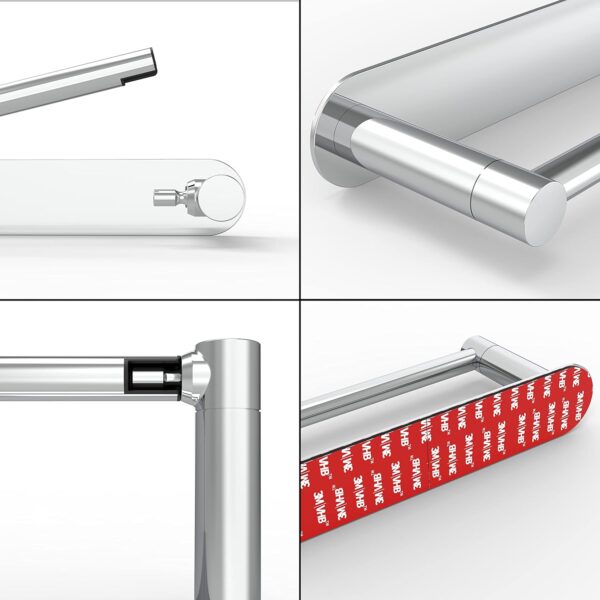 Chrome Adhesive Toilet Paper Holder with Pivoting Double Post - Image 5