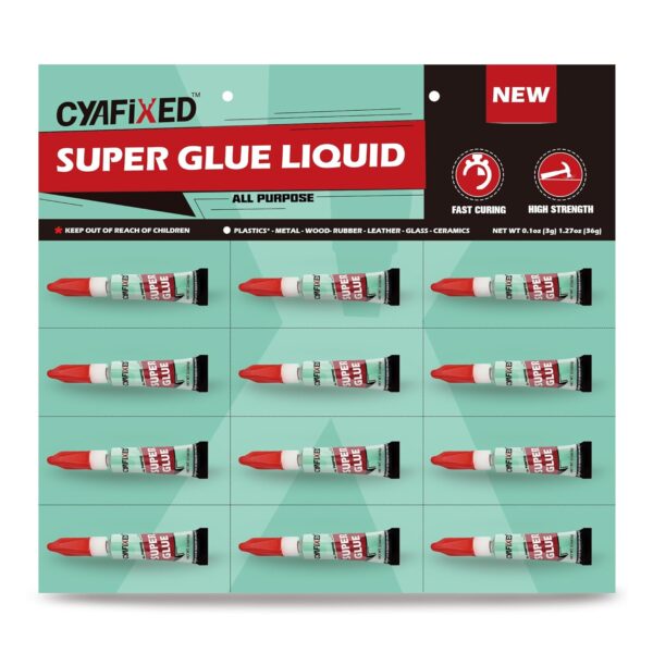 12-Pack All-Purpose Super Glue for Plastic, Wood, Metal Repair