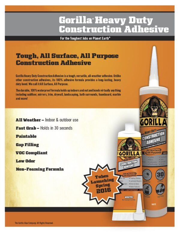 Gorilla Heavy Duty Construction Adhesive - Image 2