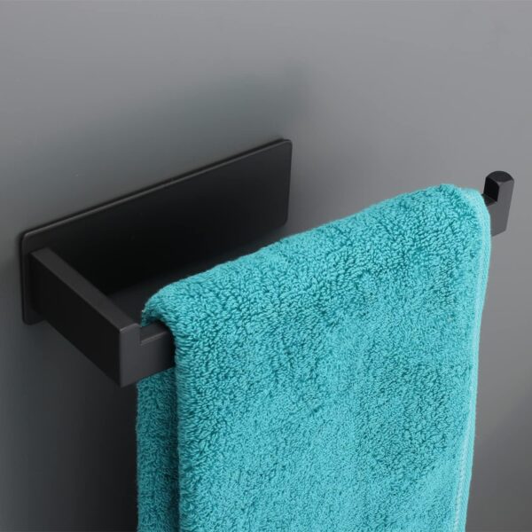 "Self Adhesive Towel Holder, Stainless Steel, Matte Black, 9in"