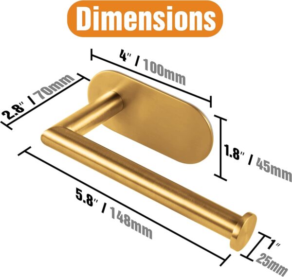 Gold Toilet Paper Holder Adhesive for Bathroom - Image 5