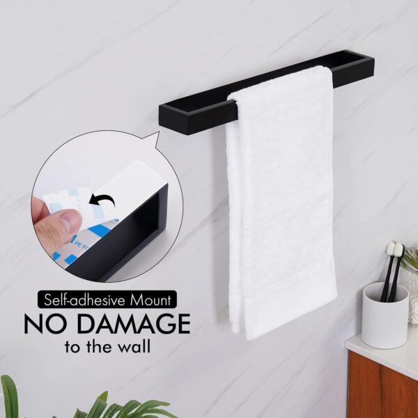 KES 16-Inch Self Adhesive Towel Bar, Matte Black - Image 2