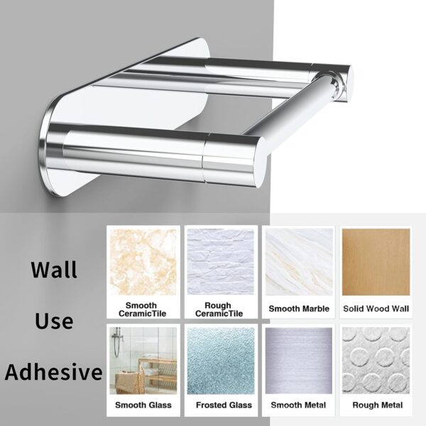 Chrome Adhesive Toilet Paper Holder with Pivoting Double Post - Image 6