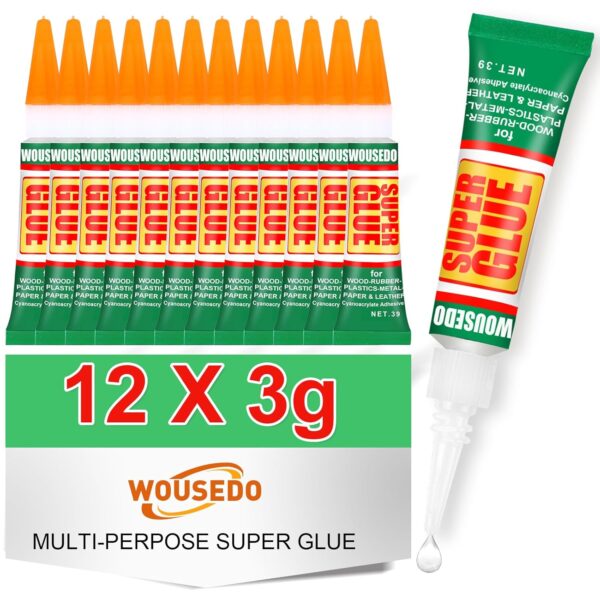 12 Pack Super Glue for Various Materials, Fast Drying