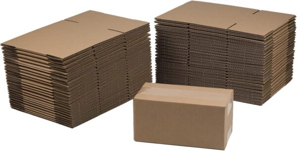 50 Pack Small Brown Shipping Boxes, 8x4x4 Inches