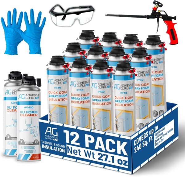 Adhesive Guru Insulation Kit with Foam Cleaner & Gun