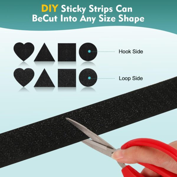 1" x 50' Black Heavy Duty Hook and Loop Tape with Adhesive for DIY Home and Office - Image 7