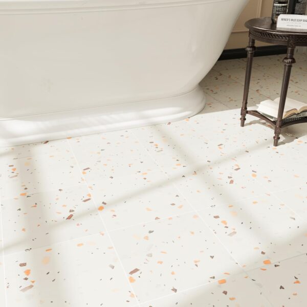 20-Pack Peel and Stick Vinyl Floor Tiles, White Mosaic