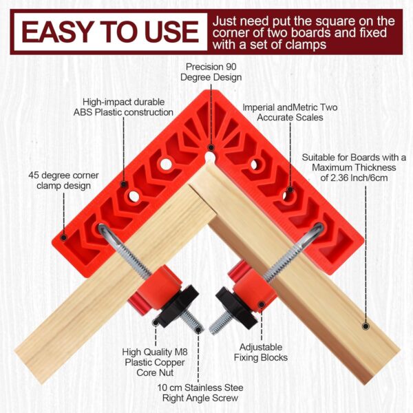 90 Degree Clamp Set for Woodworking (3" 4" 6") - Image 3