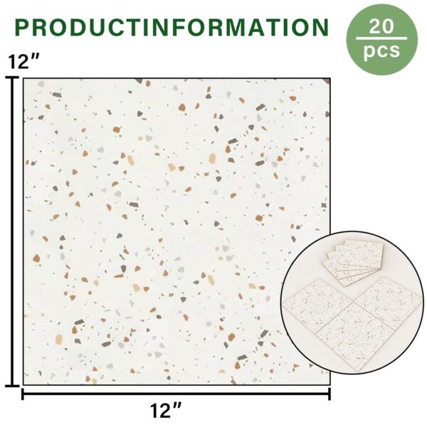 20-Pack Peel and Stick Vinyl Floor Tiles, White Mosaic - Image 8