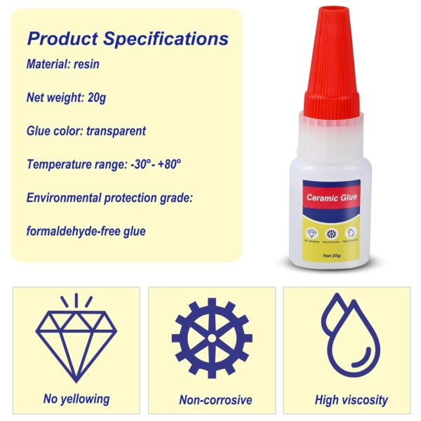 3 Pack Ceramic Glue Repair Kit, Waterproof-Liquid, 60g - Image 2