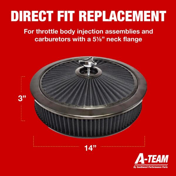 A-Team Performance High Flow Air Cleaner Kit - 14"x3" Black - Image 4