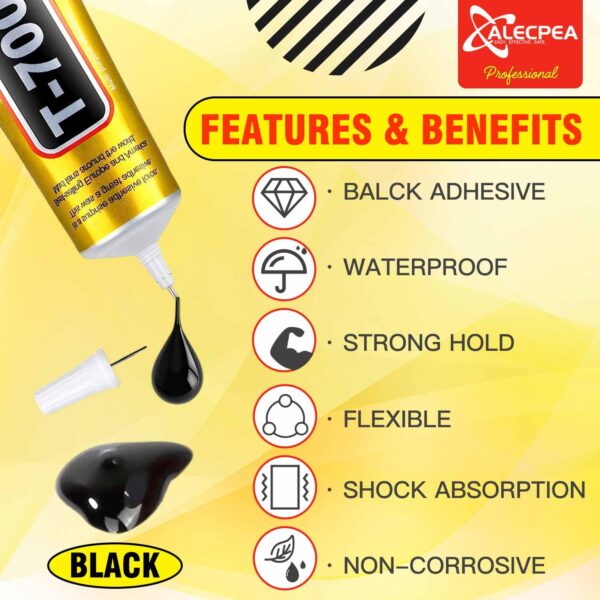 T-7000 Black Adhesive Glue - 2PCS 15ml | Waterproof, Precision Repairs - Image 2