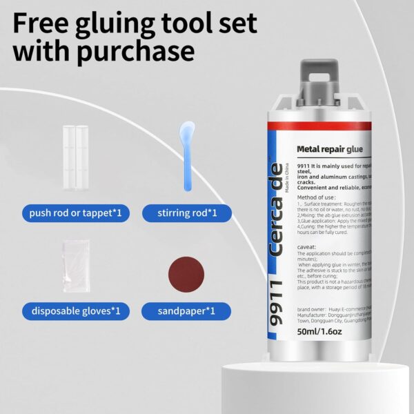 Strong Metal Repair Glue, All-Purpose, Waterproof, 1.6oz - Image 2