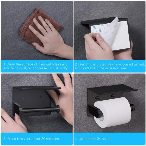 VAEHOLD Black Toilet Paper Holder with Phone Shelf - Image 5